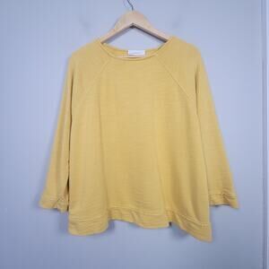 Pure Jill M Organically Grown Cotton French Terry Raglan Sweatshirt Yellow